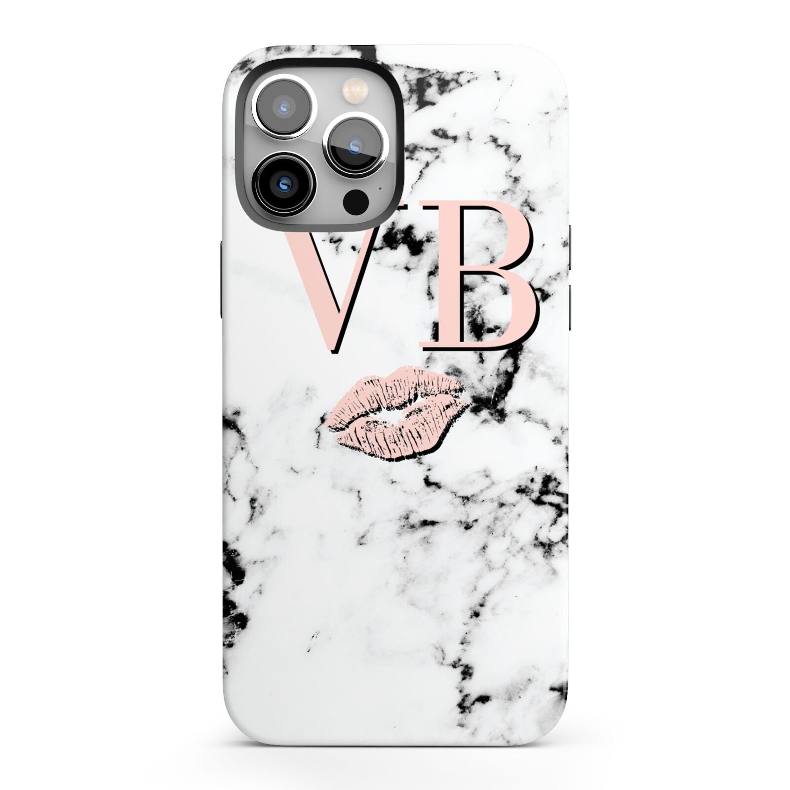 Personalised Coral Initials Lips Marble iPhone 13 Pro Max Full Wrap 3D Tough Case