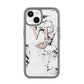 Personalised Coral Initials Lips Marble iPhone 14 Clear Tough Case Starlight