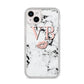 Personalised Coral Initials Lips Marble iPhone 14 Plus Glitter Tough Case Starlight