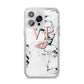 Personalised Coral Initials Lips Marble iPhone 14 Pro Max Glitter Tough Case Silver