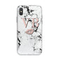 Personalised Coral Initials Lips Marble iPhone X Bumper Case on Silver iPhone Alternative Image 1