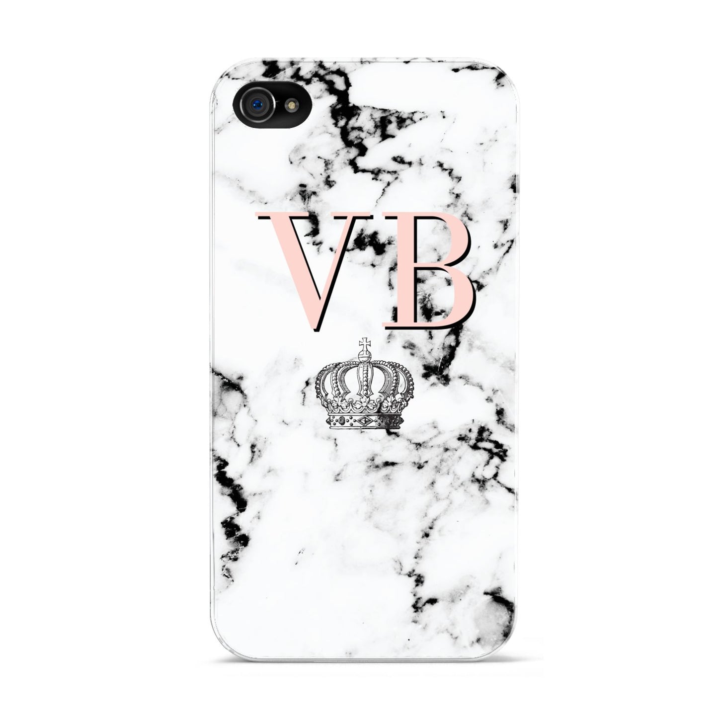 Personalised Coral Initials Marble Crown Apple iPhone 4s Case