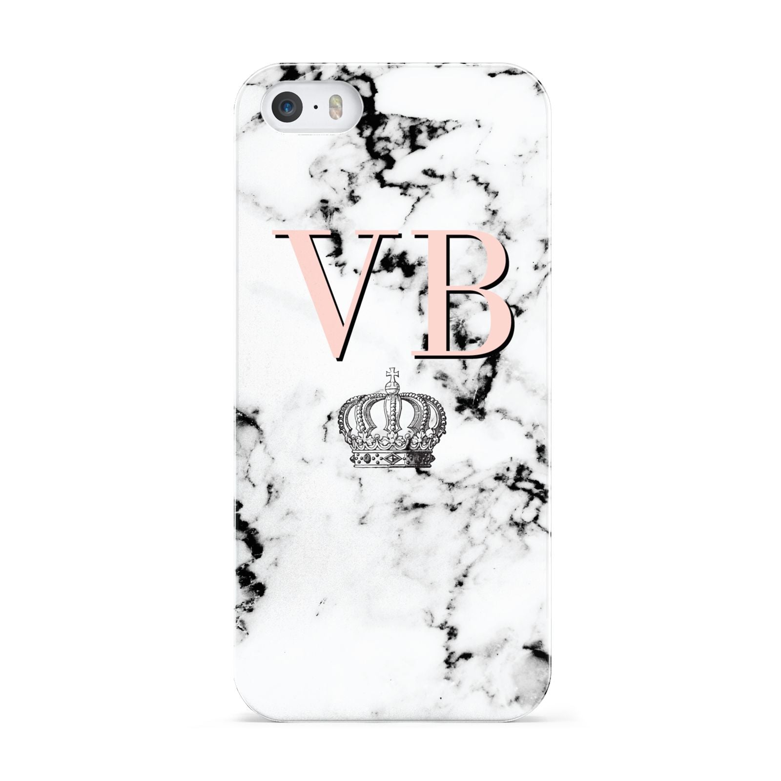 Personalised Coral Initials Marble Crown Apple iPhone 5 Case
