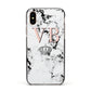 Personalised Coral Initials Marble Crown Apple iPhone Xs Impact Case Black Edge on Gold Phone