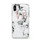 Personalised Coral Initials Marble Crown Apple iPhone Xs Impact Case White Edge on Silver Phone