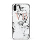 Personalised Coral Initials Marble Crown Apple iPhone Xs Max Impact Case Black Edge on Silver Phone
