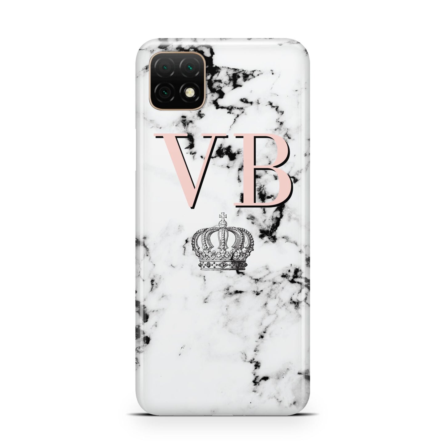 Personalised Coral Initials Marble Crown Huawei Enjoy 20 Phone Case