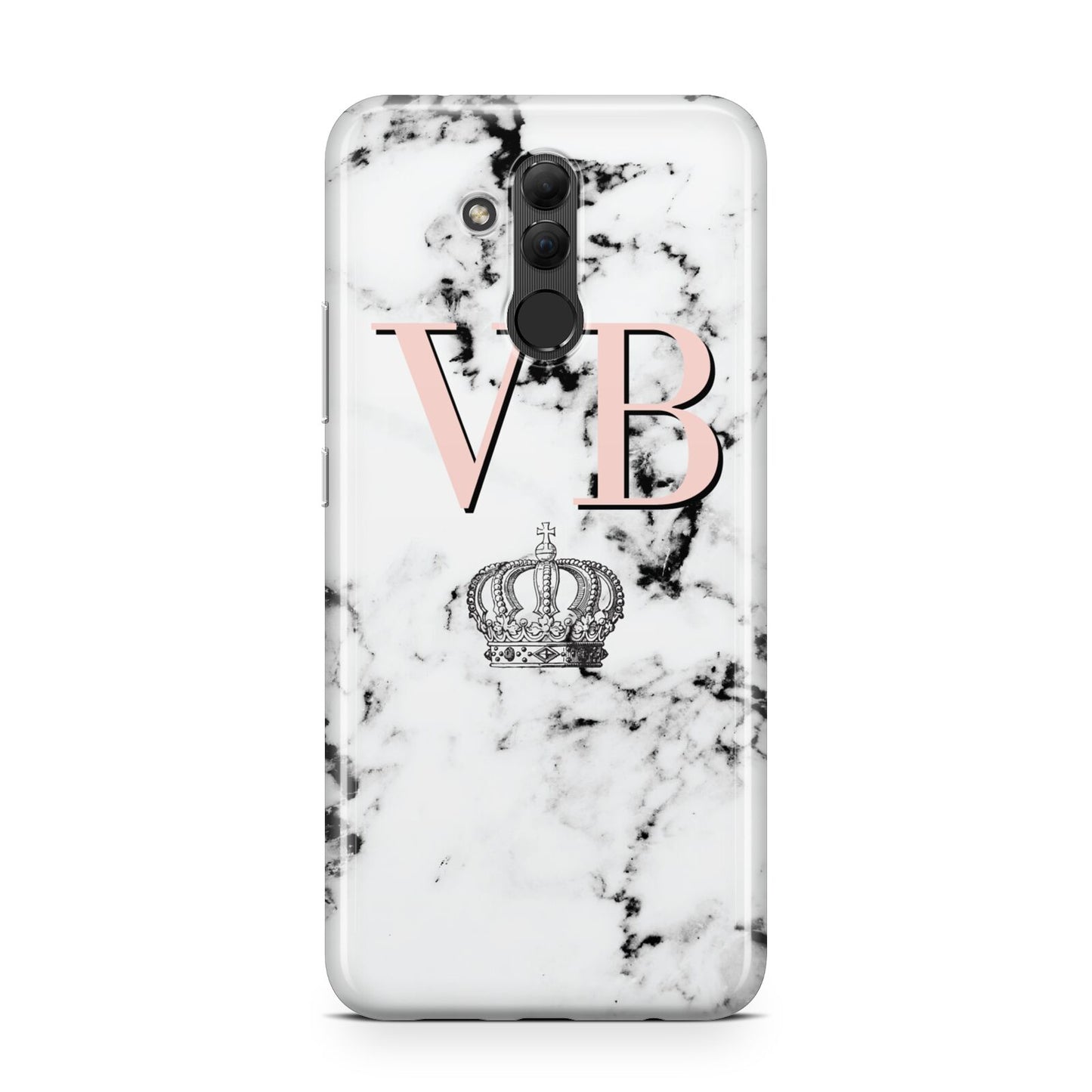 Personalised Coral Initials Marble Crown Huawei Mate 20 Lite