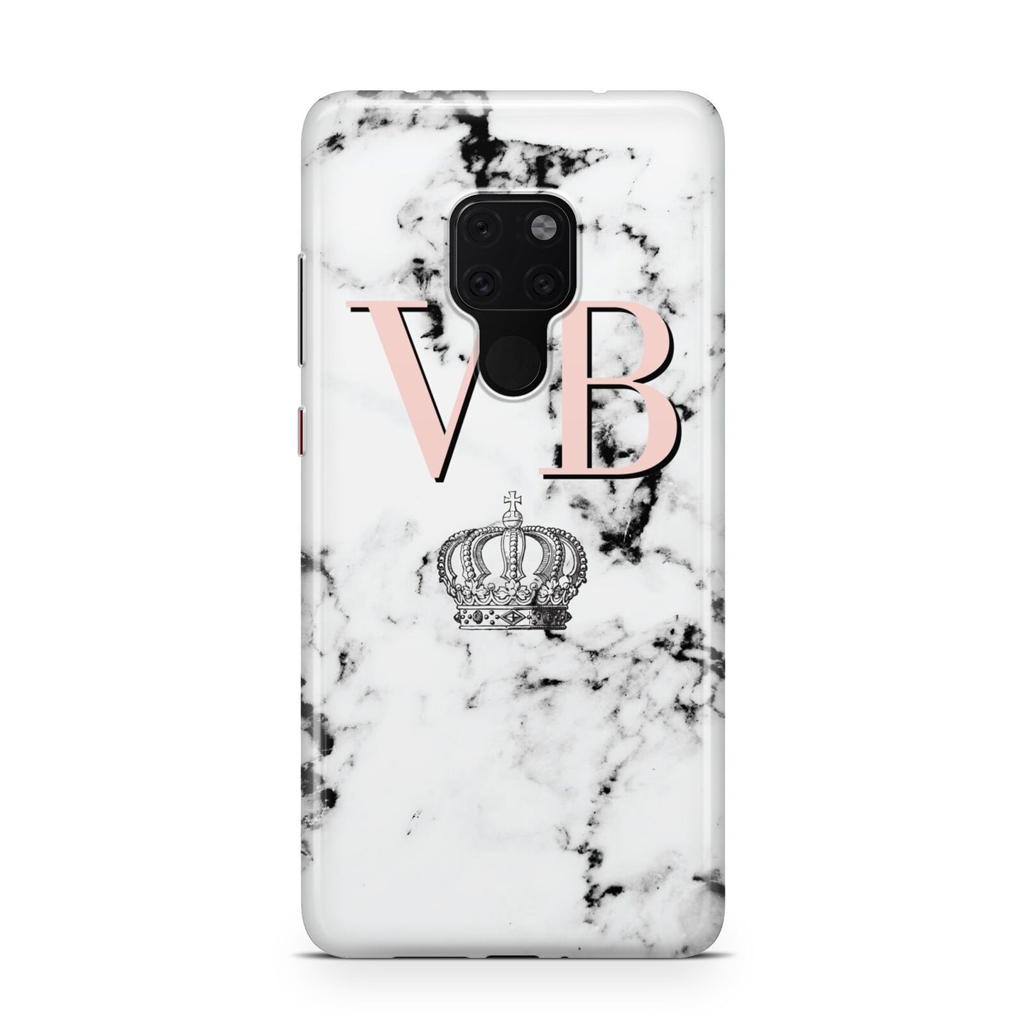 Personalised Coral Initials Marble Crown Huawei Mate 20 Phone Case