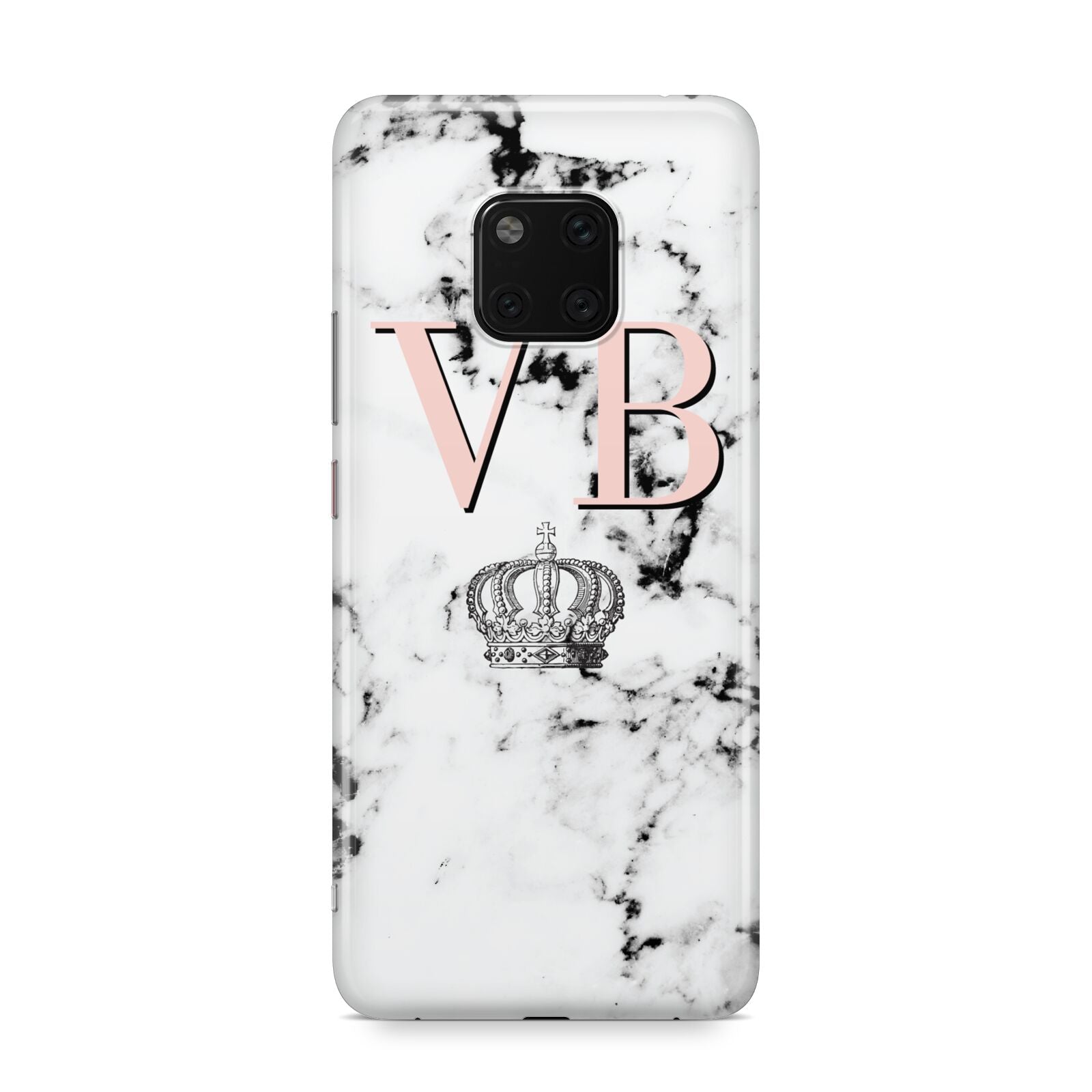 Personalised Coral Initials Marble Crown Huawei Mate 20 Pro Phone Case