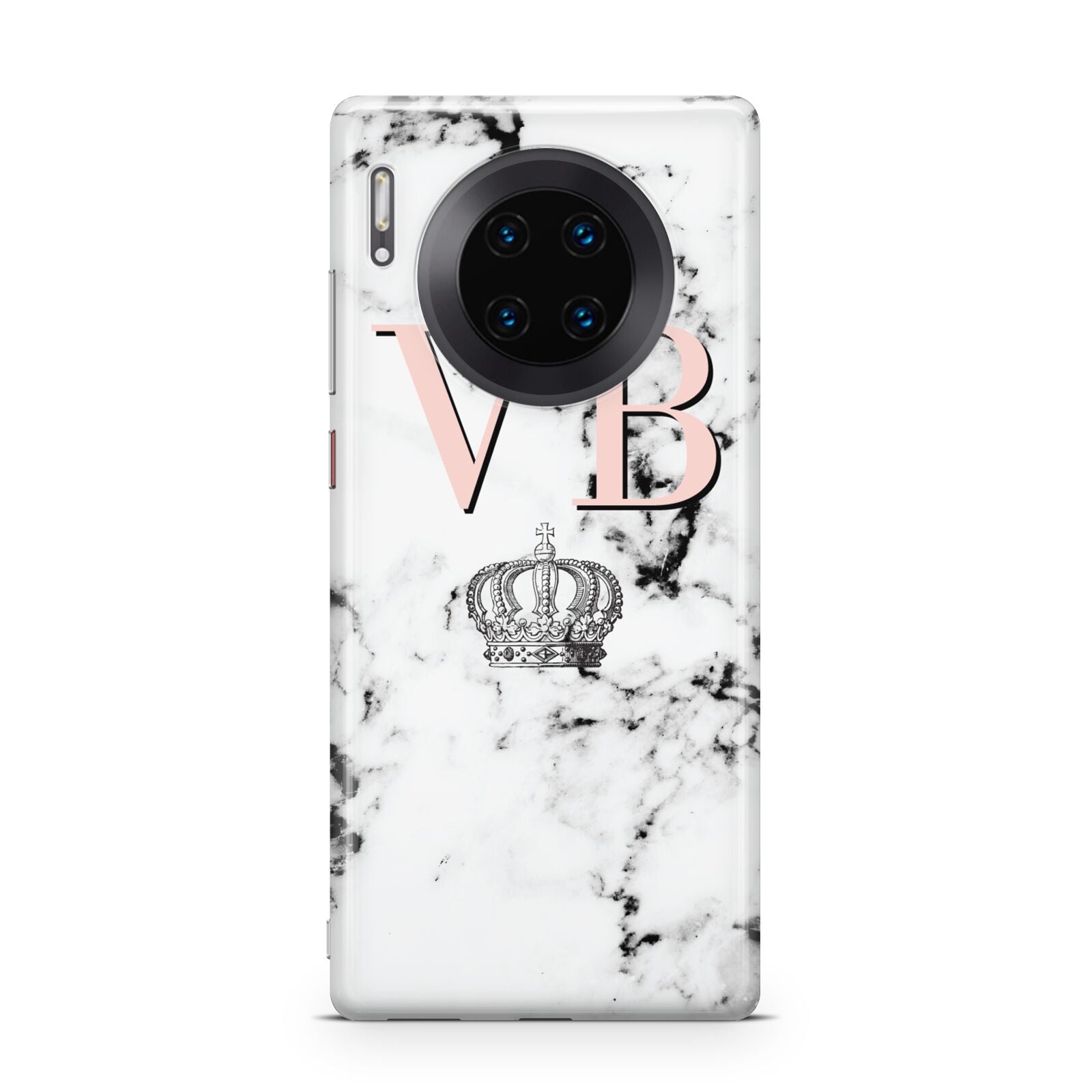 Personalised Coral Initials Marble Crown Huawei Mate 30 Pro Phone Case