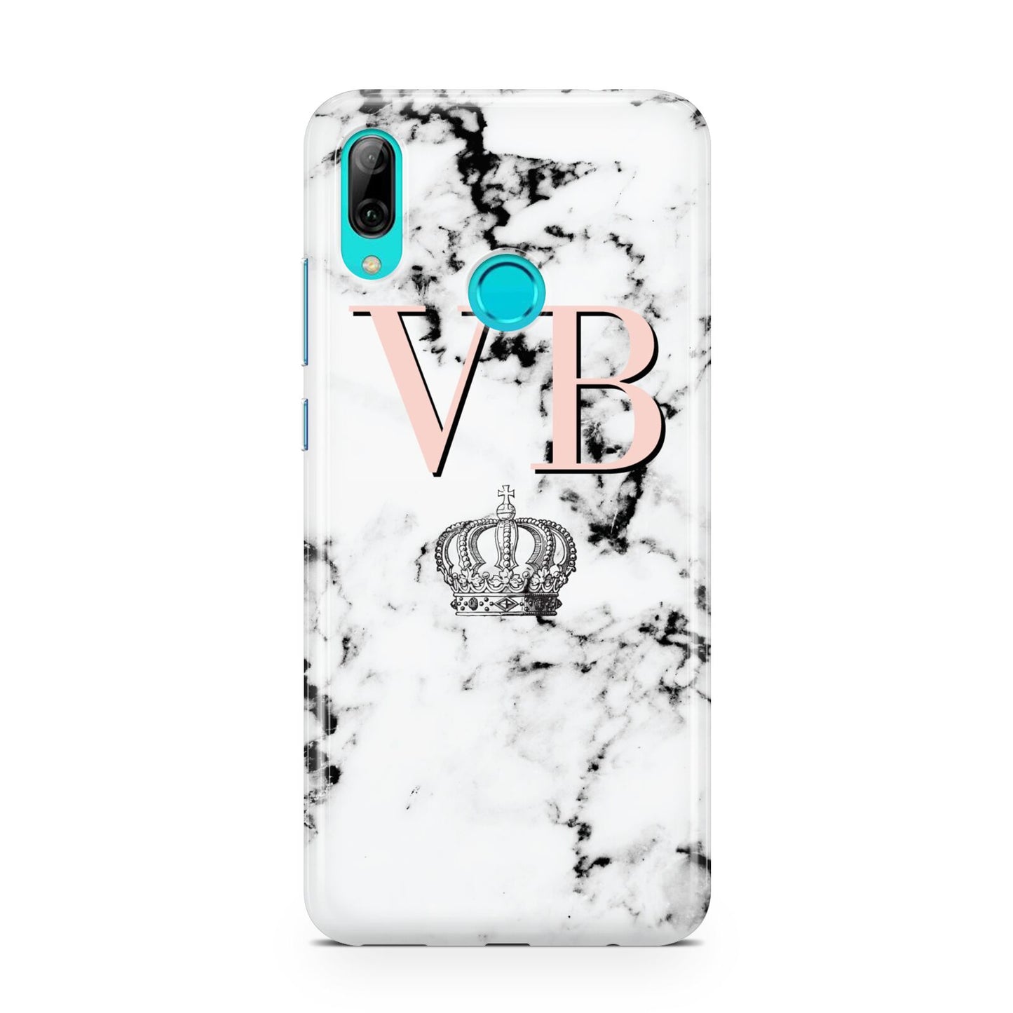 Personalised Coral Initials Marble Crown Huawei P Smart 2019 Case