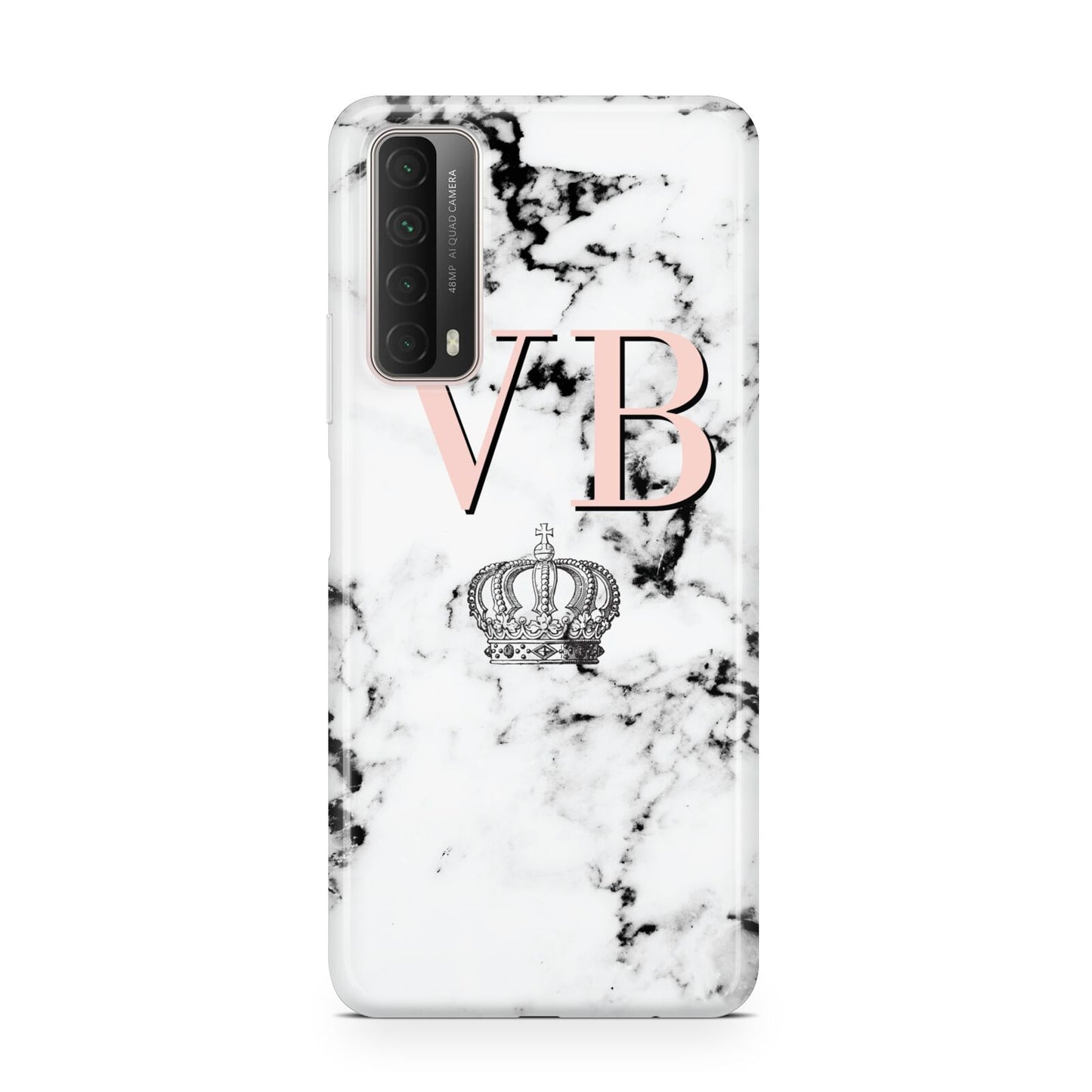 Personalised Coral Initials Marble Crown Huawei P Smart 2021