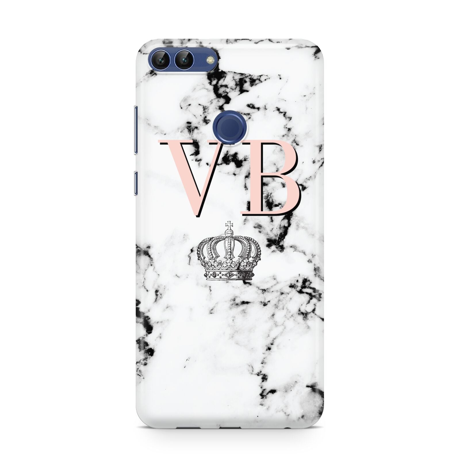 Personalised Coral Initials Marble Crown Huawei P Smart Case