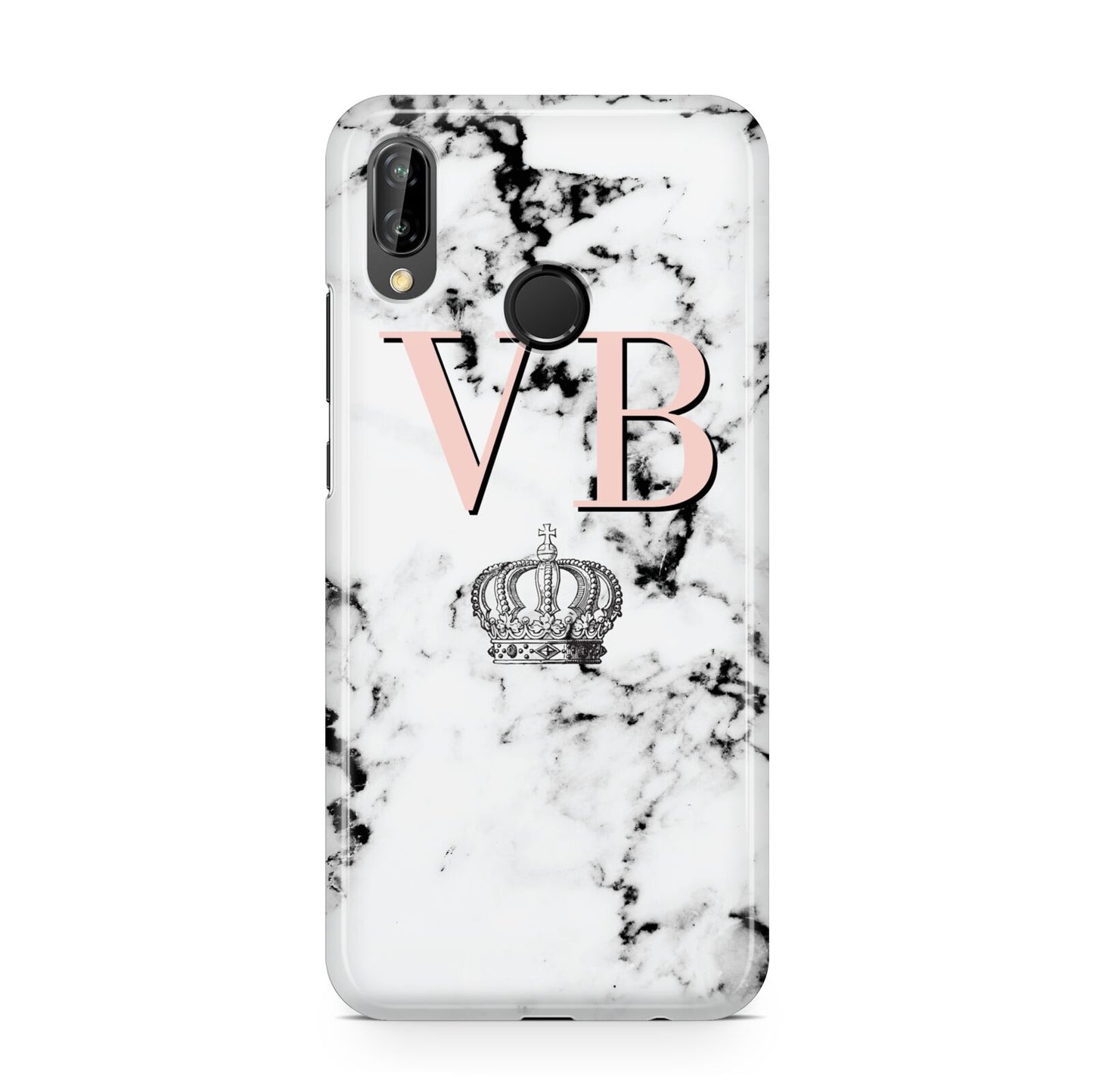Personalised Coral Initials Marble Crown Huawei P20 Lite Phone Case