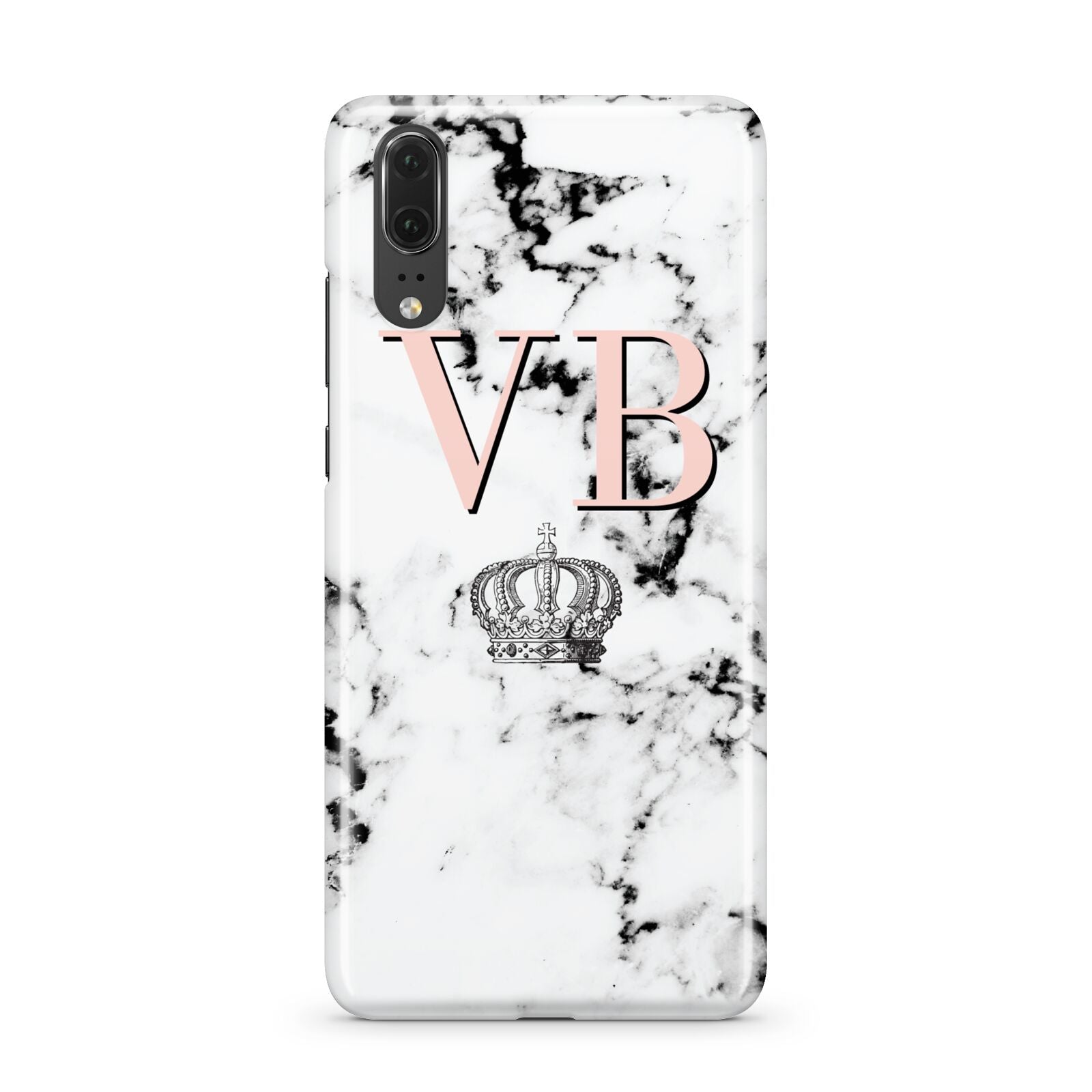 Personalised Coral Initials Marble Crown Huawei P20 Phone Case