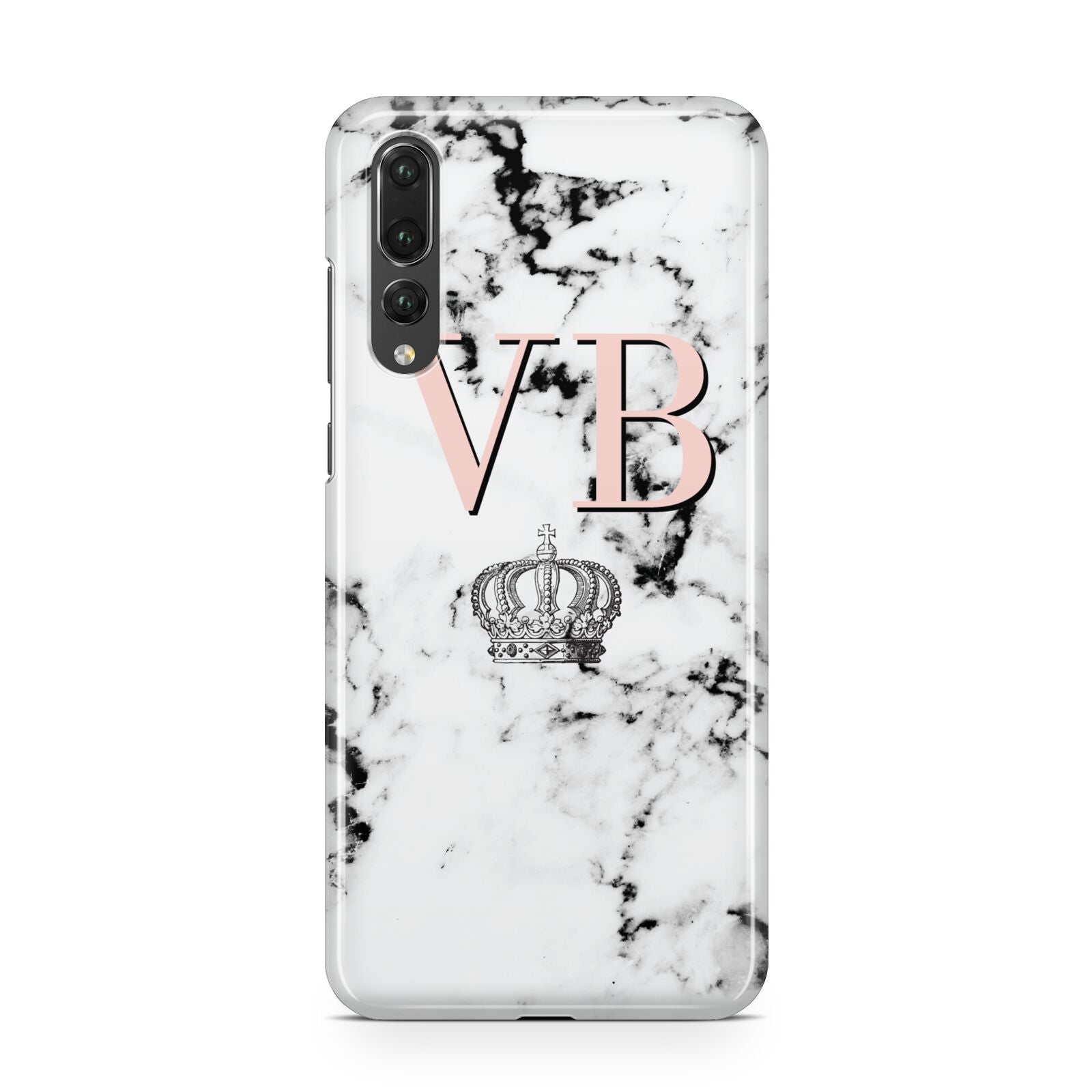Personalised Coral Initials Marble Crown Huawei P20 Pro Phone Case