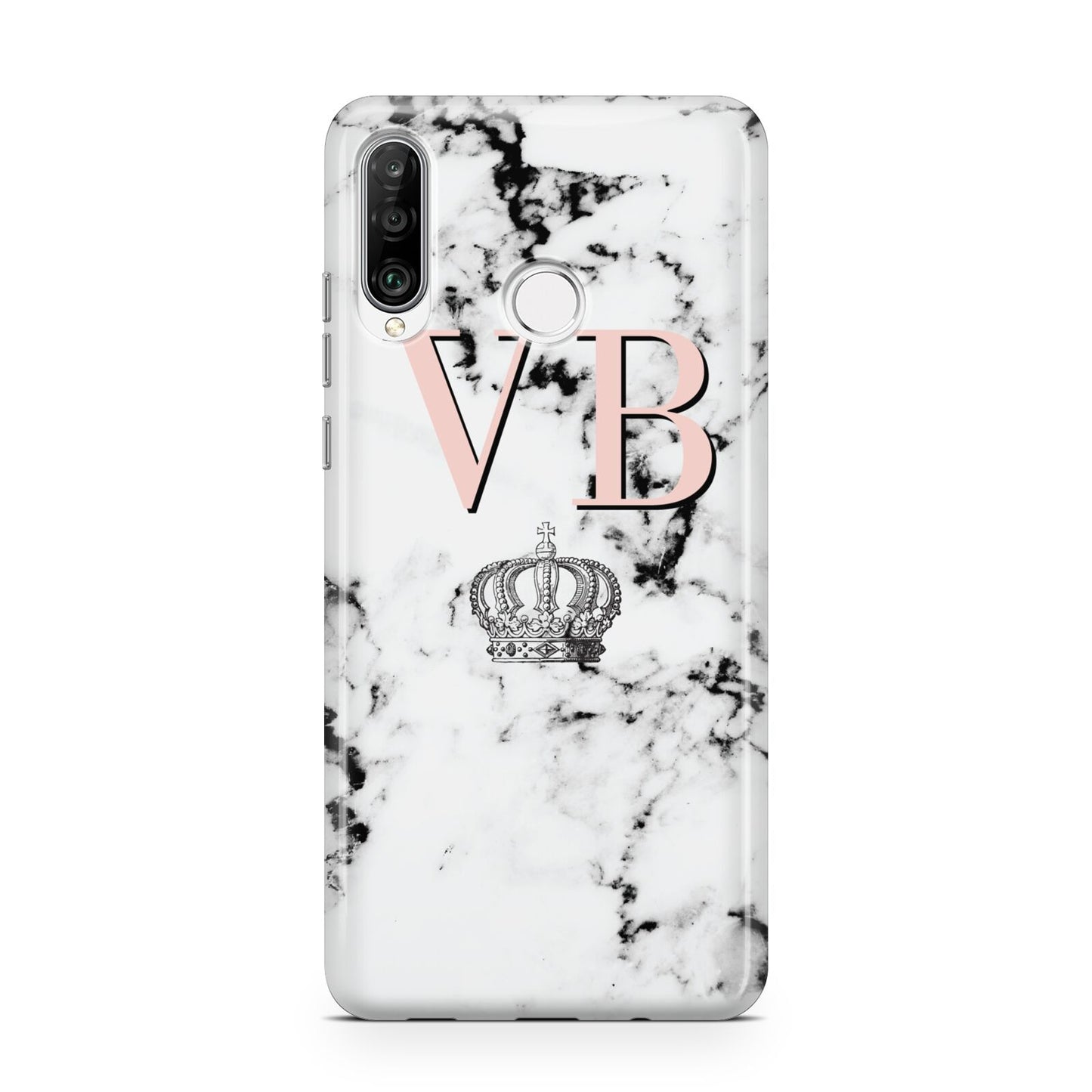 Personalised Coral Initials Marble Crown Huawei P30 Lite Phone Case