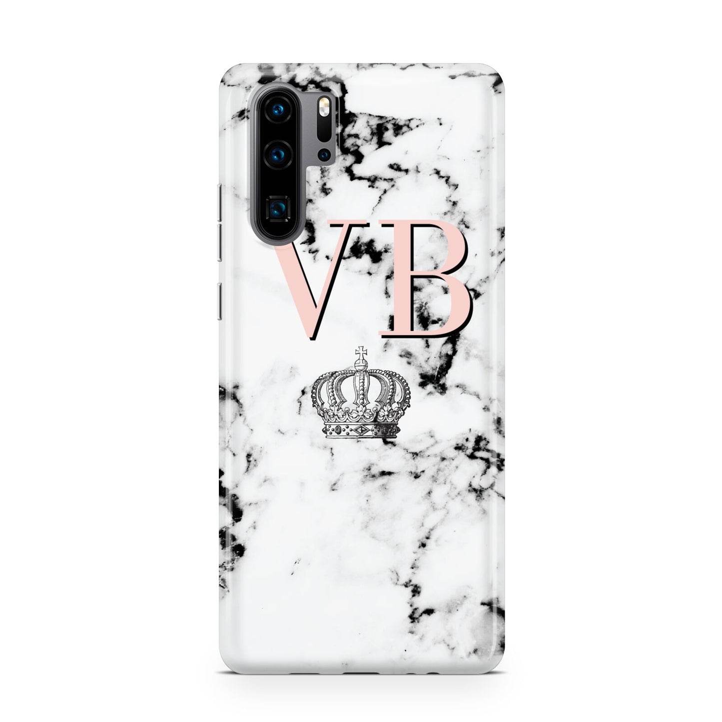 Personalised Coral Initials Marble Crown Huawei P30 Pro Phone Case