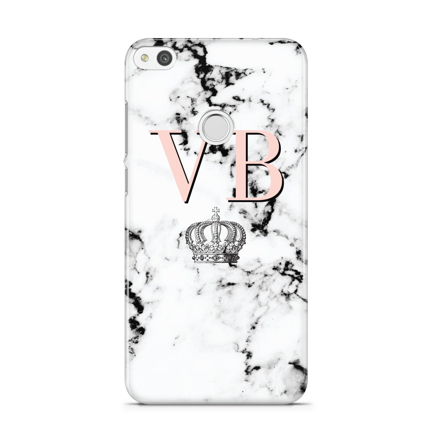 Personalised Coral Initials Marble Crown Huawei P8 Lite Case