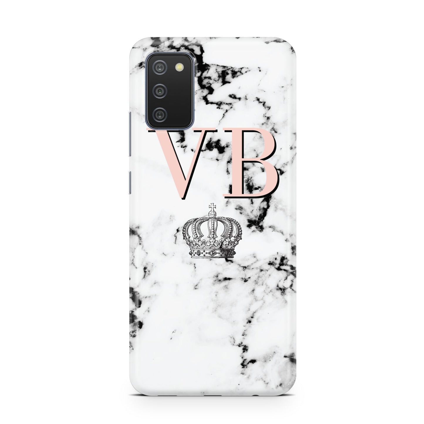 Personalised Coral Initials Marble Crown Samsung A02s Case