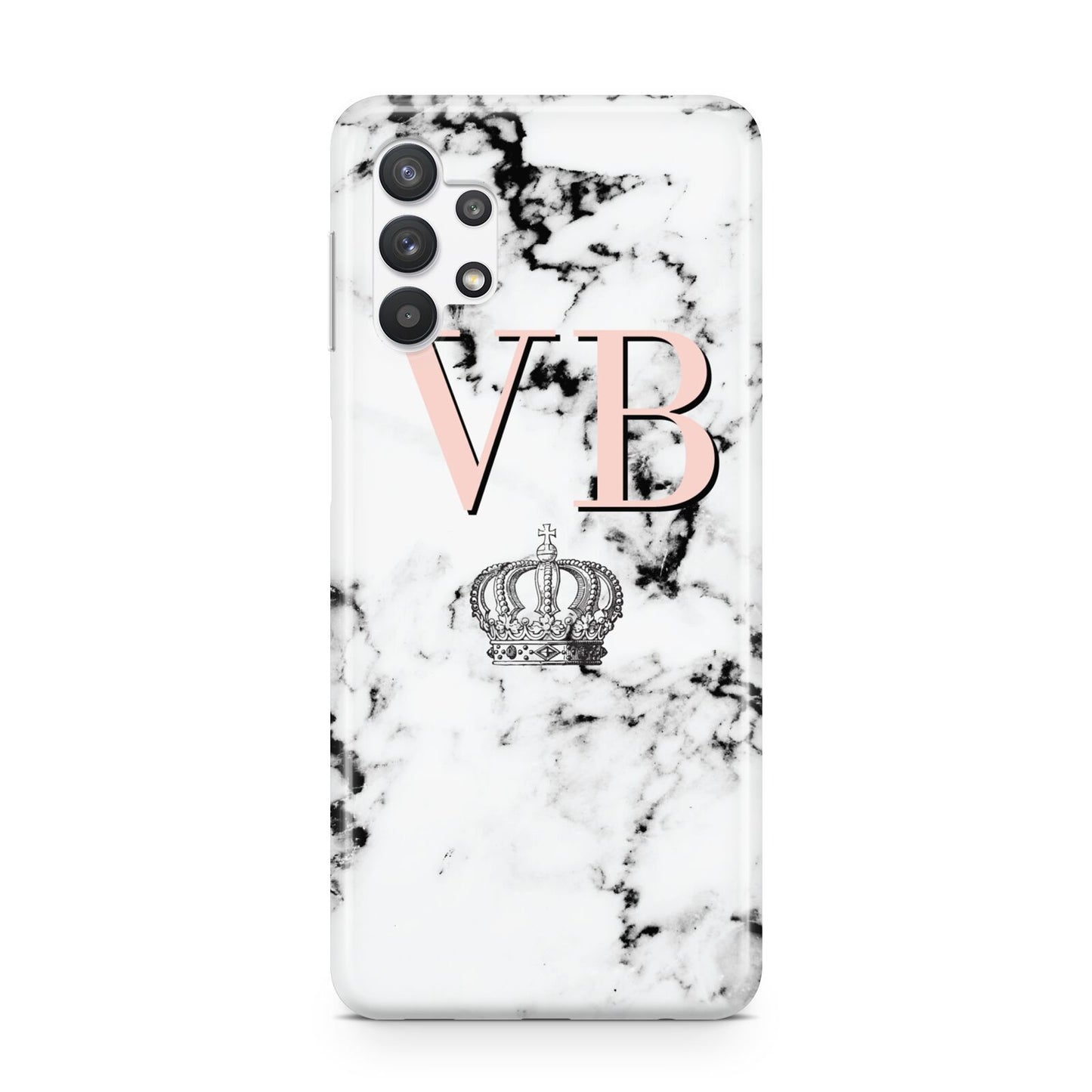 Personalised Coral Initials Marble Crown Samsung A32 5G Case