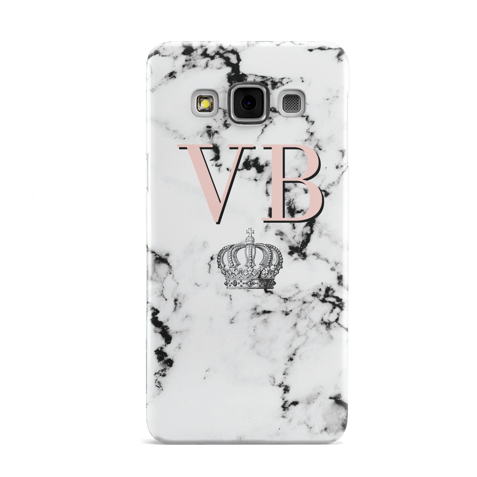 Personalised Coral Initials Marble Crown Samsung Galaxy A3 Case