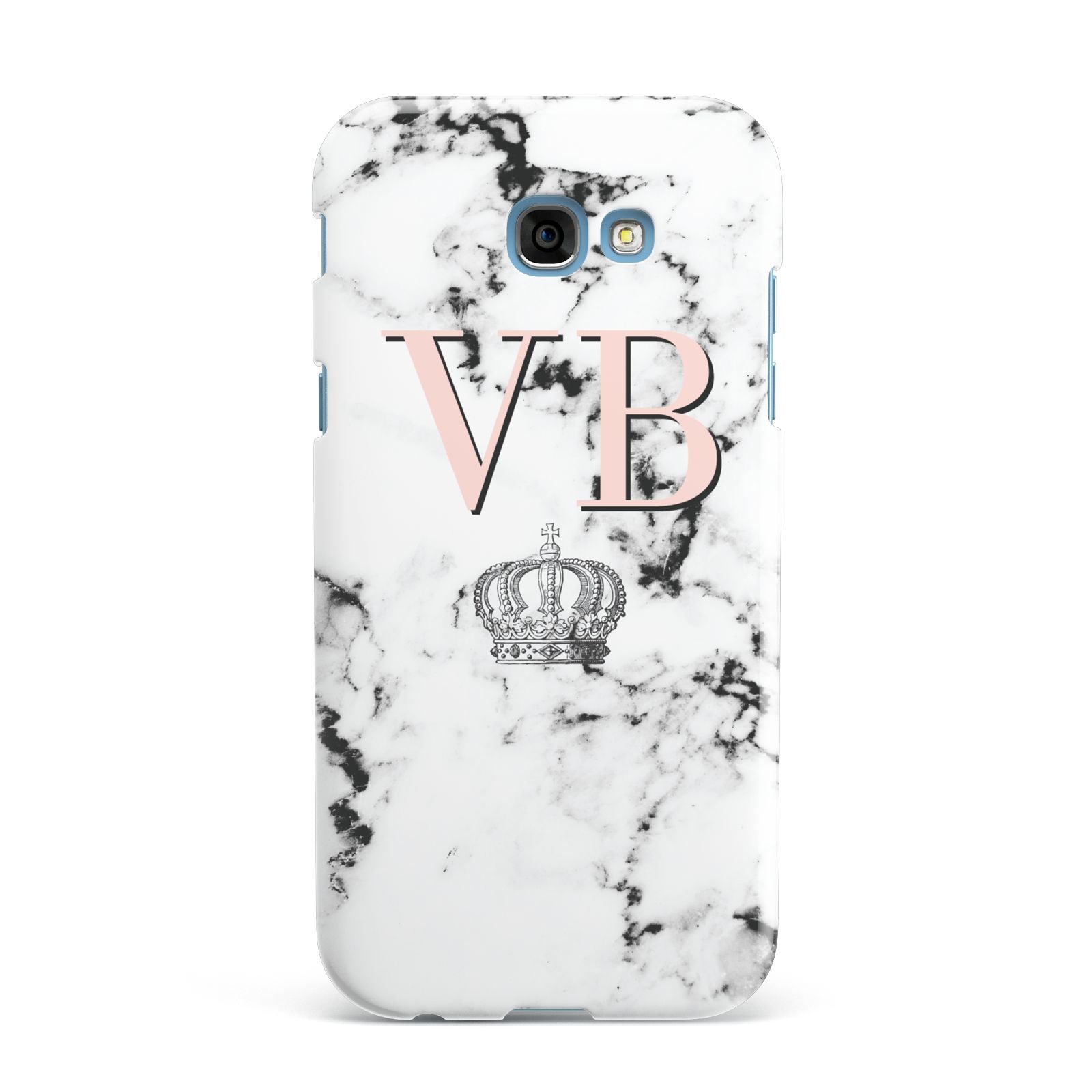 Personalised Coral Initials Marble Crown Samsung Galaxy A7 2017 Case