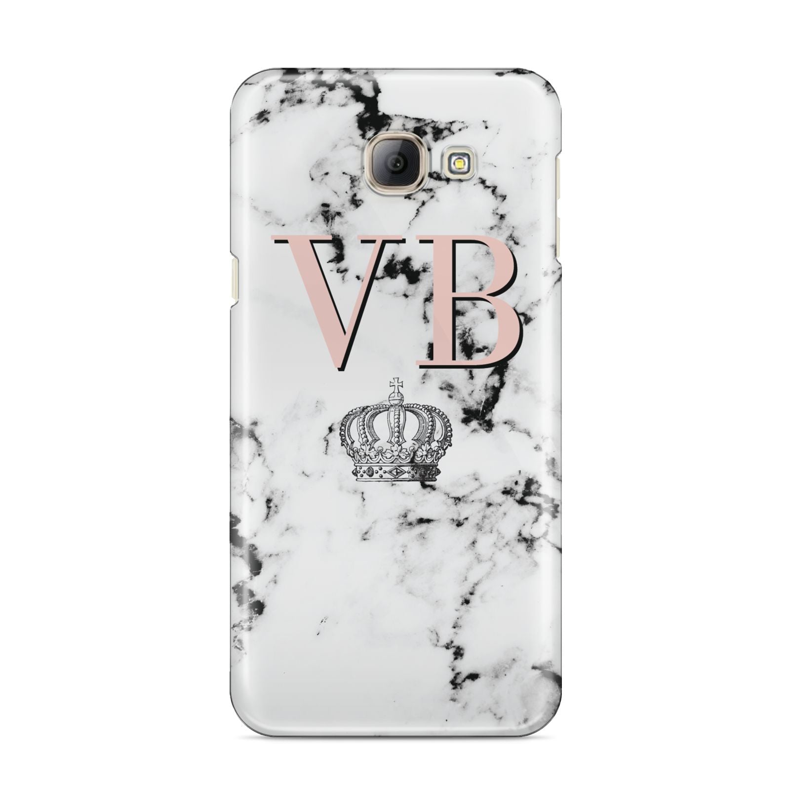 Personalised Coral Initials Marble Crown Samsung Galaxy A8 2016 Case