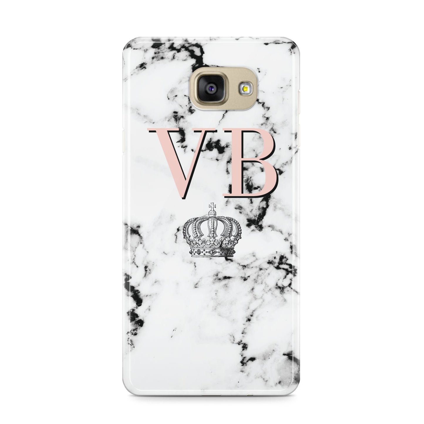 Personalised Coral Initials Marble Crown Samsung Galaxy A9 2016 Case on gold phone
