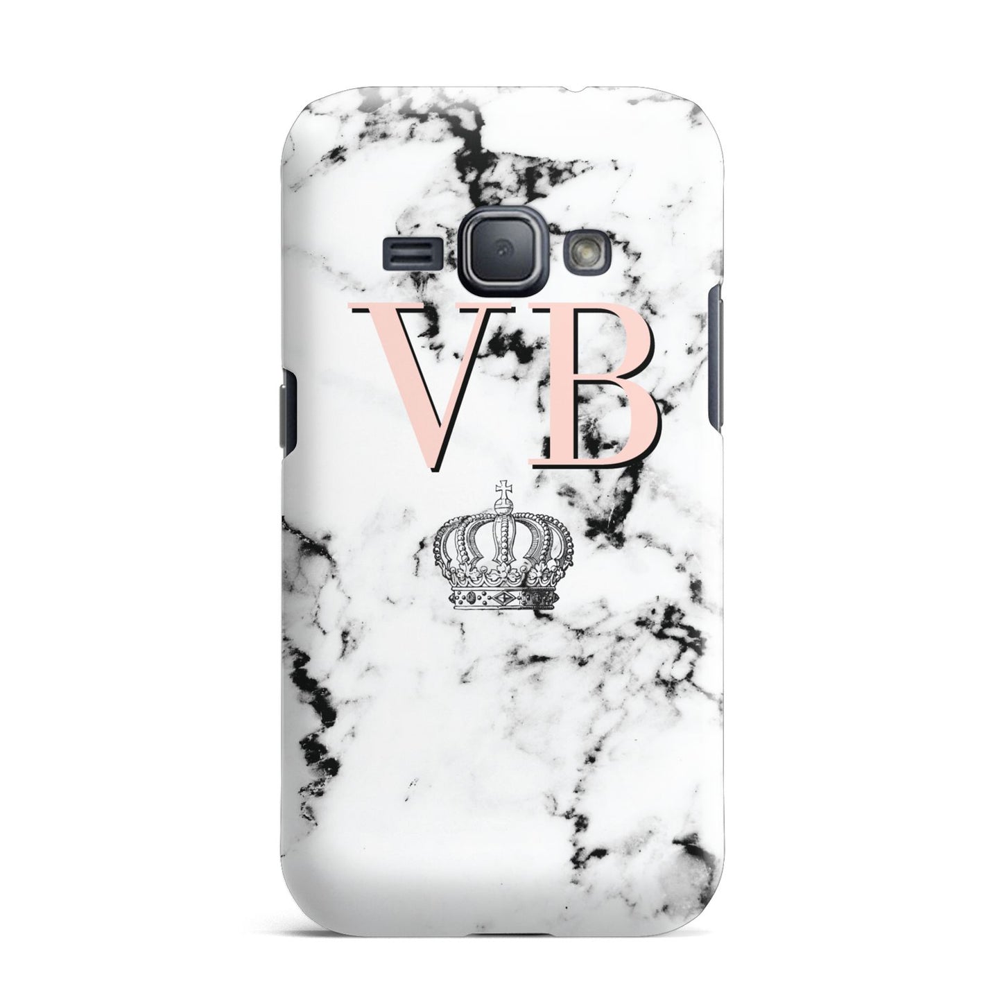 Personalised Coral Initials Marble Crown Samsung Galaxy J1 2016 Case