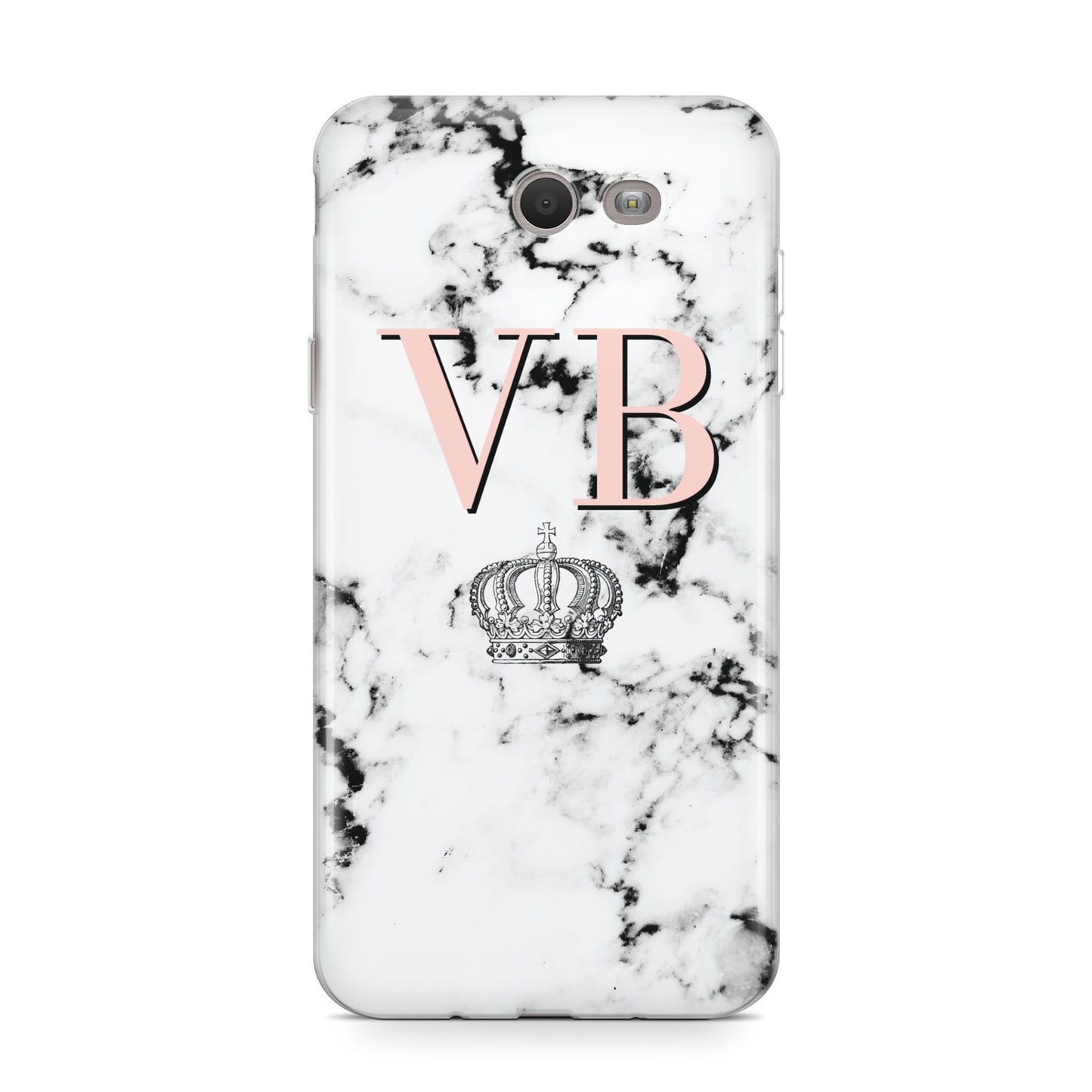 Personalised Coral Initials Marble Crown Samsung Galaxy J7 2017 Case