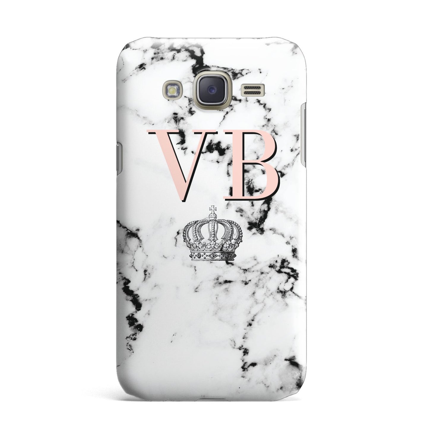 Personalised Coral Initials Marble Crown Samsung Galaxy J7 Case