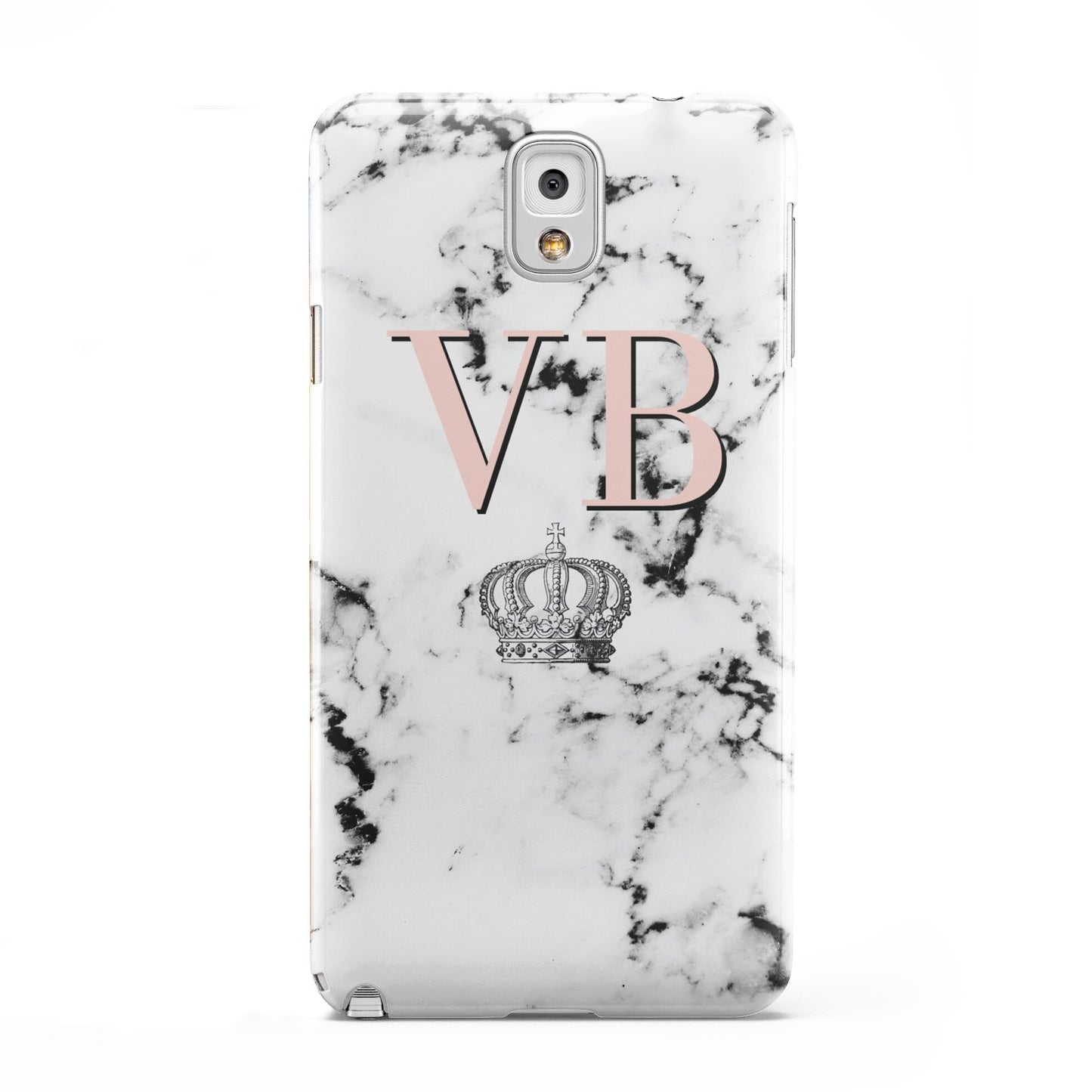 Personalised Coral Initials Marble Crown Samsung Galaxy Note 3 Case