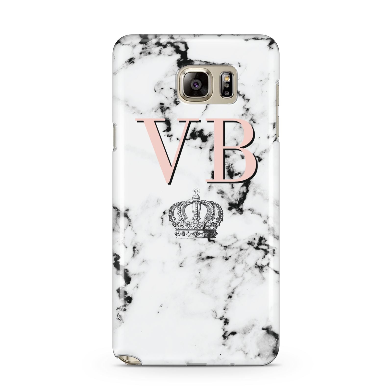 Personalised Coral Initials Marble Crown Samsung Galaxy Note 5 Case