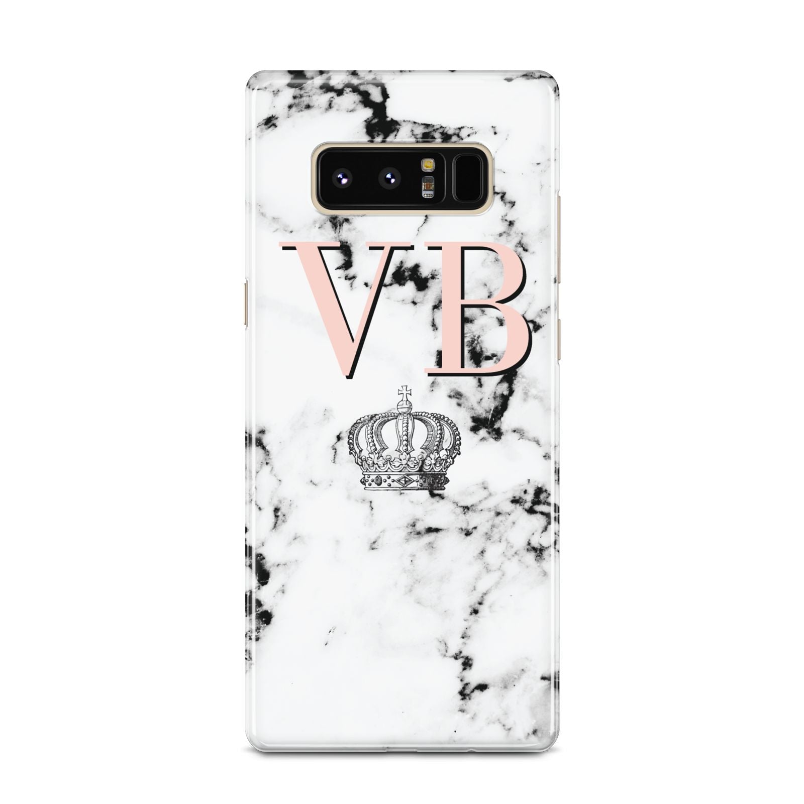 Personalised Coral Initials Marble Crown Samsung Galaxy Note 8 Case