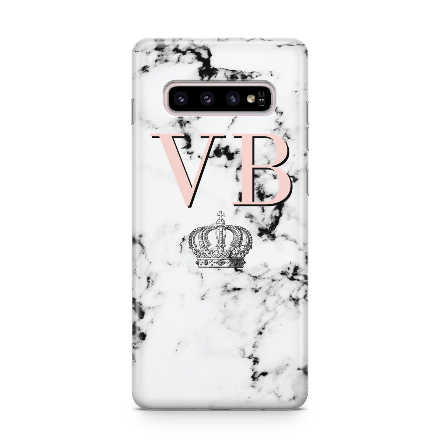 Personalised Coral Initials Marble Crown Samsung Galaxy S10 Plus Case