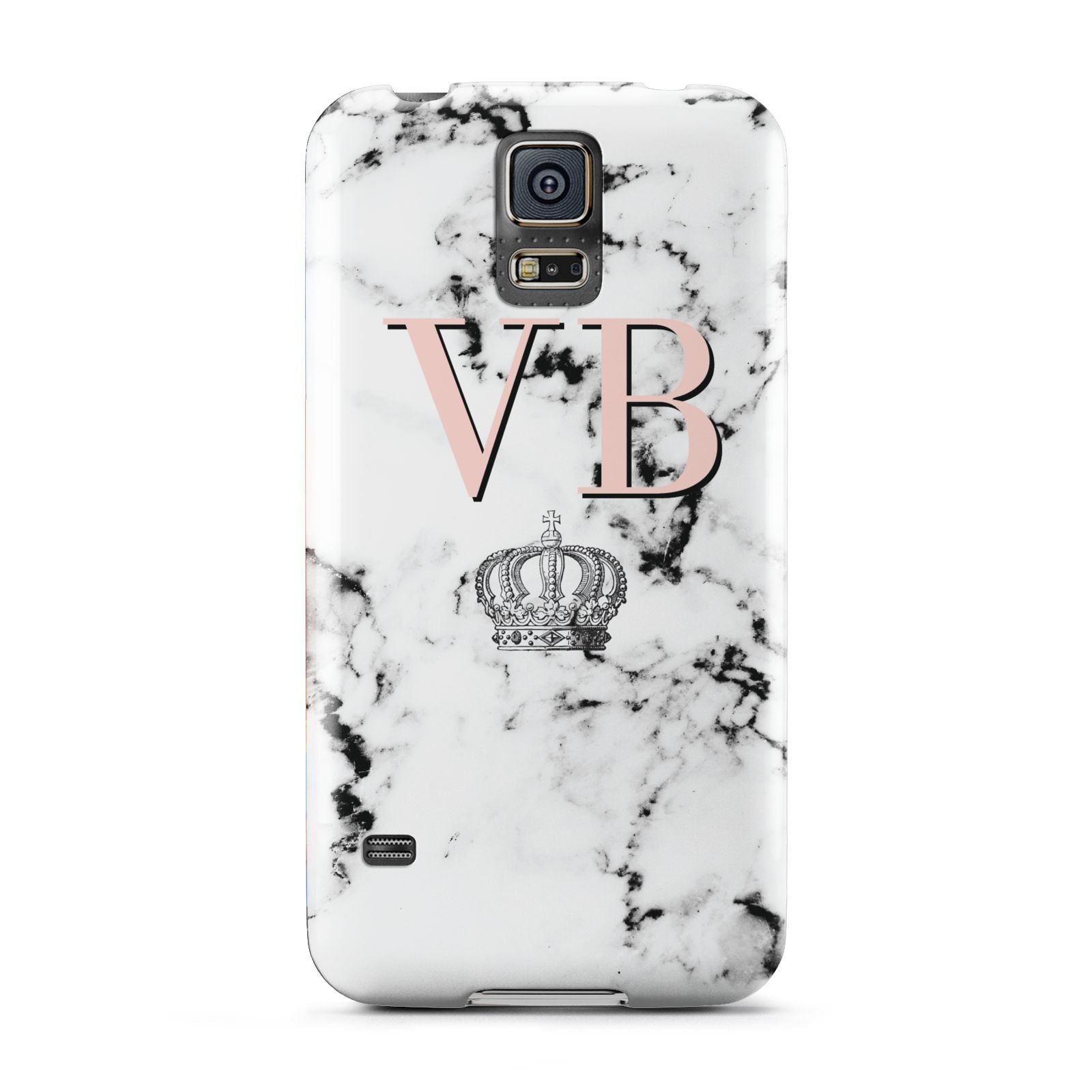 Personalised Coral Initials Marble Crown Samsung Galaxy S5 Case