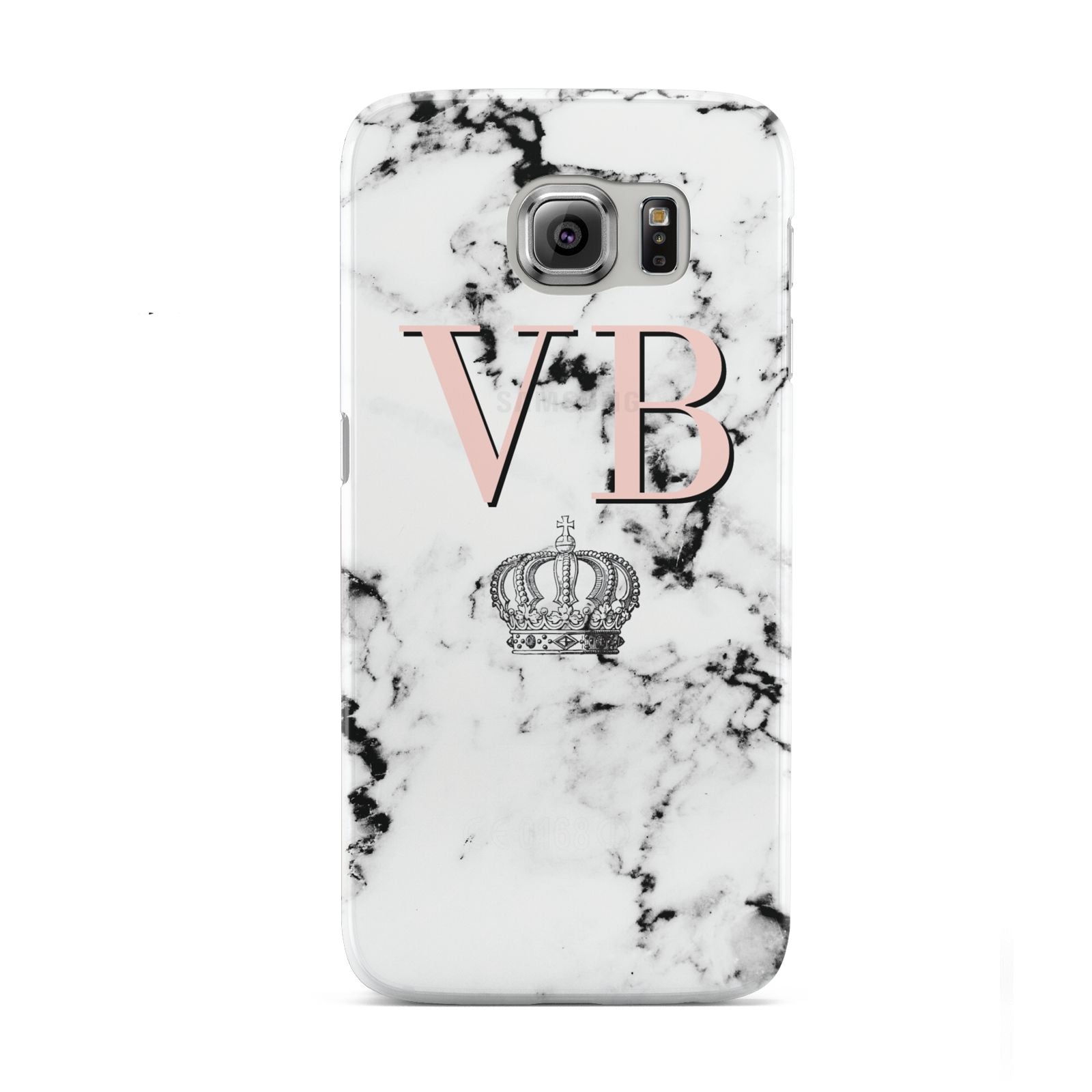 Personalised Coral Initials Marble Crown Samsung Galaxy S6 Case