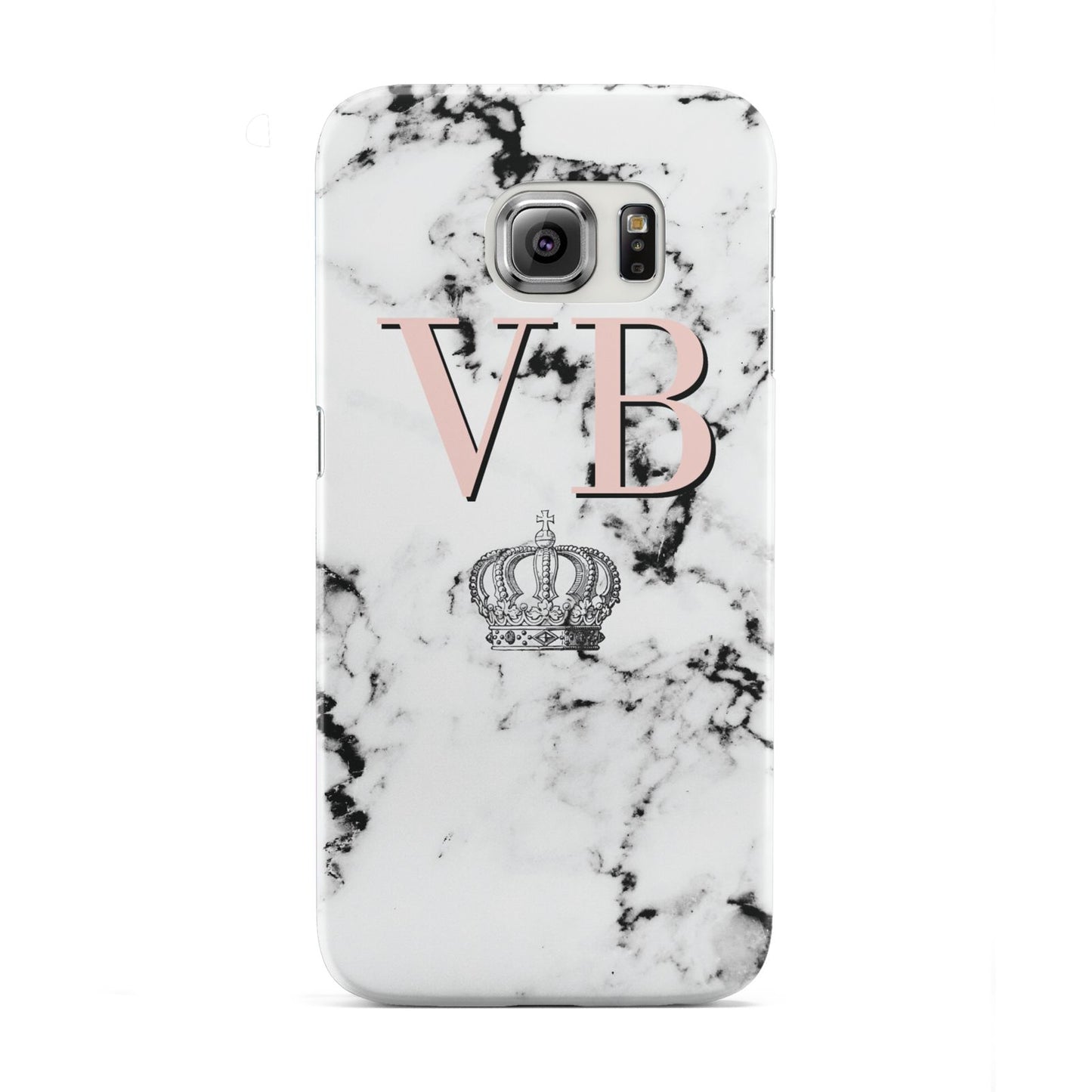 Personalised Coral Initials Marble Crown Samsung Galaxy S6 Edge Case