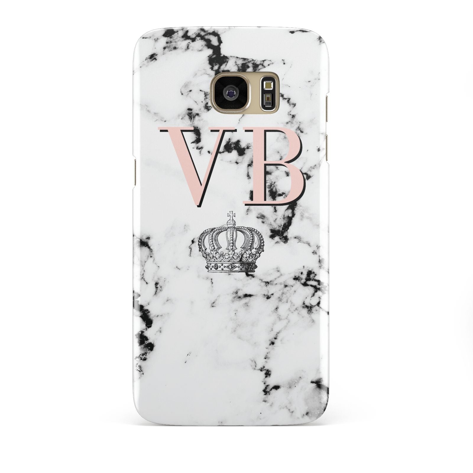 Personalised Coral Initials Marble Crown Samsung Galaxy S7 Edge Case