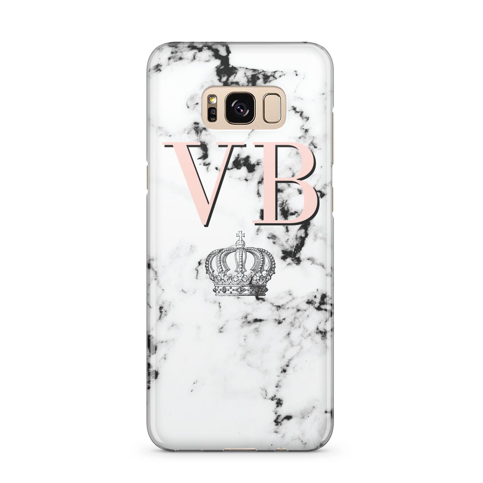 Personalised Coral Initials Marble Crown Samsung Galaxy S8 Plus Case