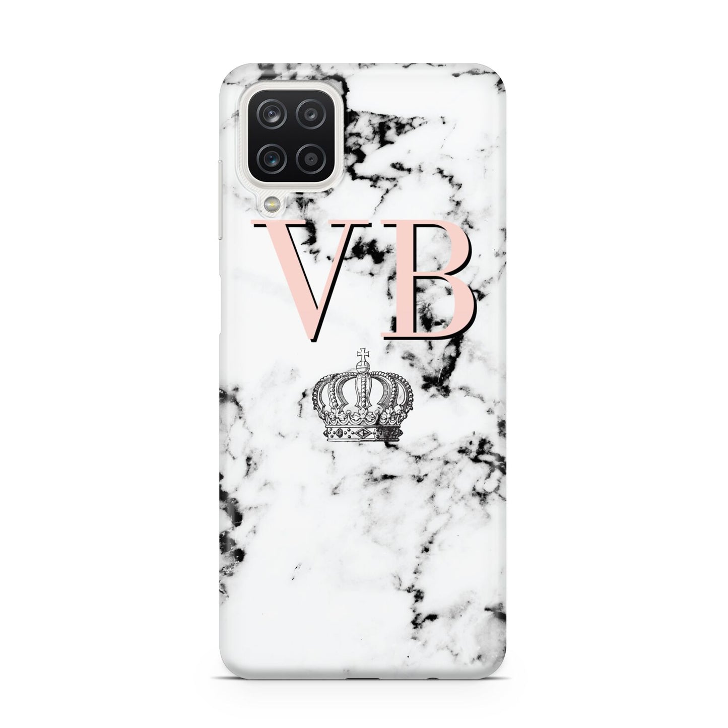 Personalised Coral Initials Marble Crown Samsung M12 Case