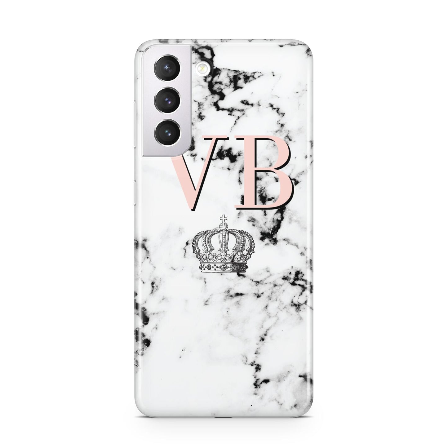 Personalised Coral Initials Marble Crown Samsung S21 Case