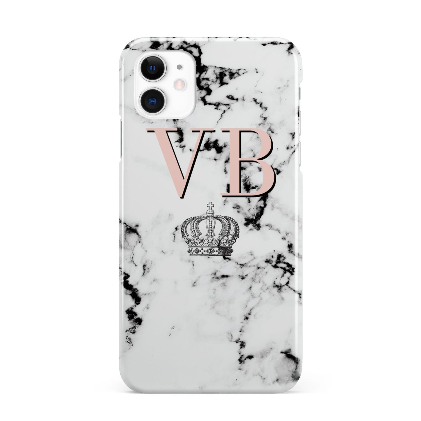 Personalised Coral Initials Marble Crown iPhone 11 3D Snap Case