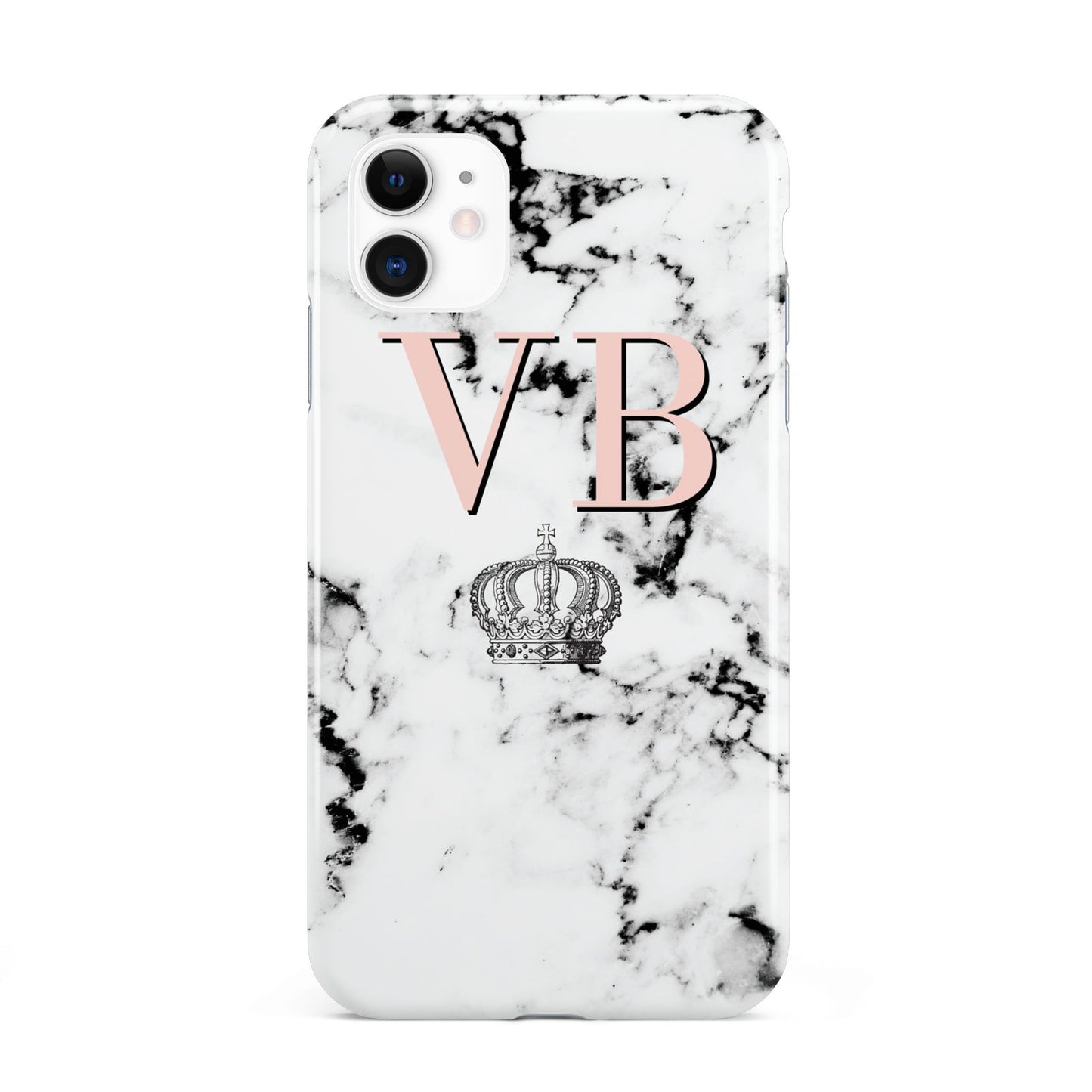 Personalised Coral Initials Marble Crown iPhone 11 3D Tough Case