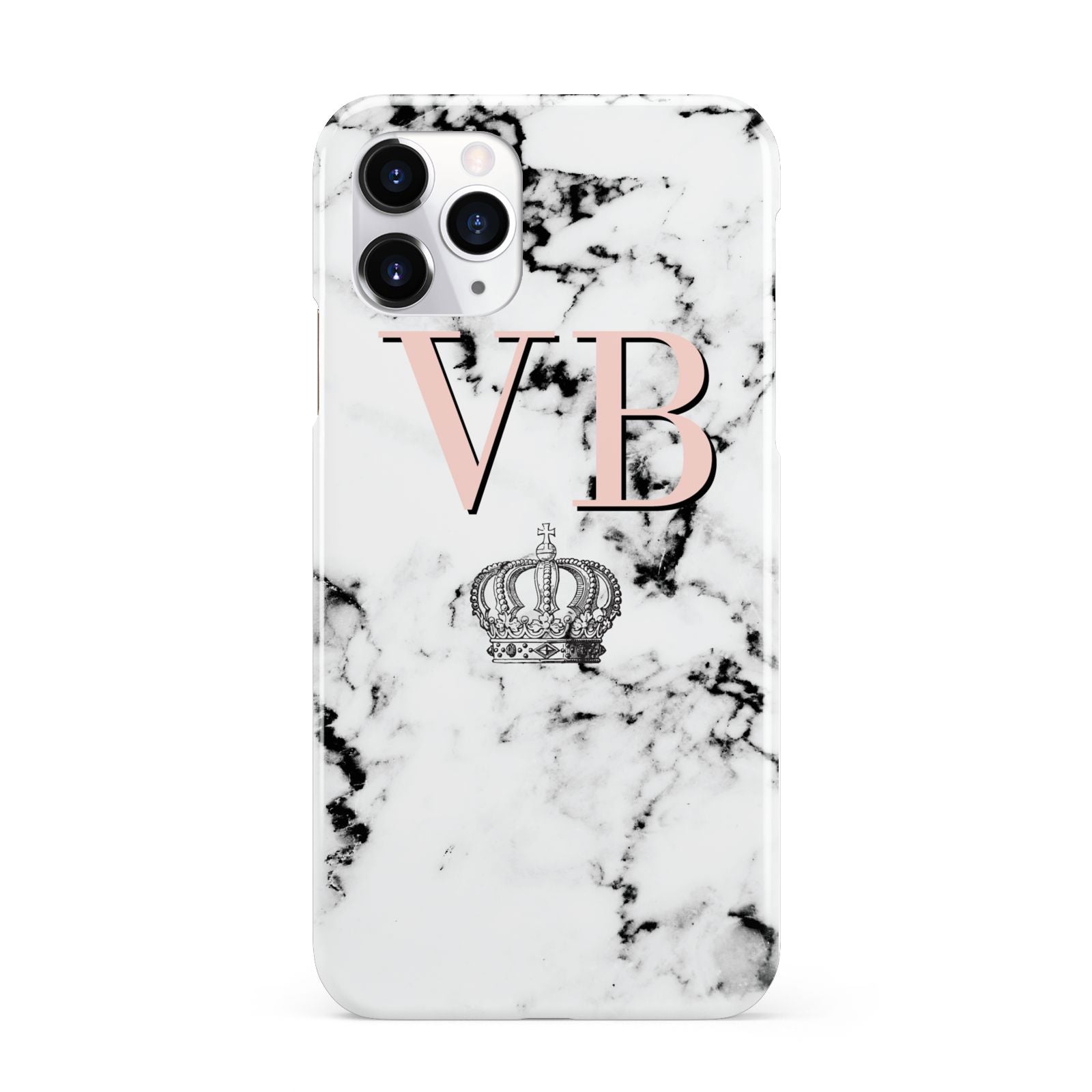 Personalised Coral Initials Marble Crown iPhone 11 Pro 3D Snap Case