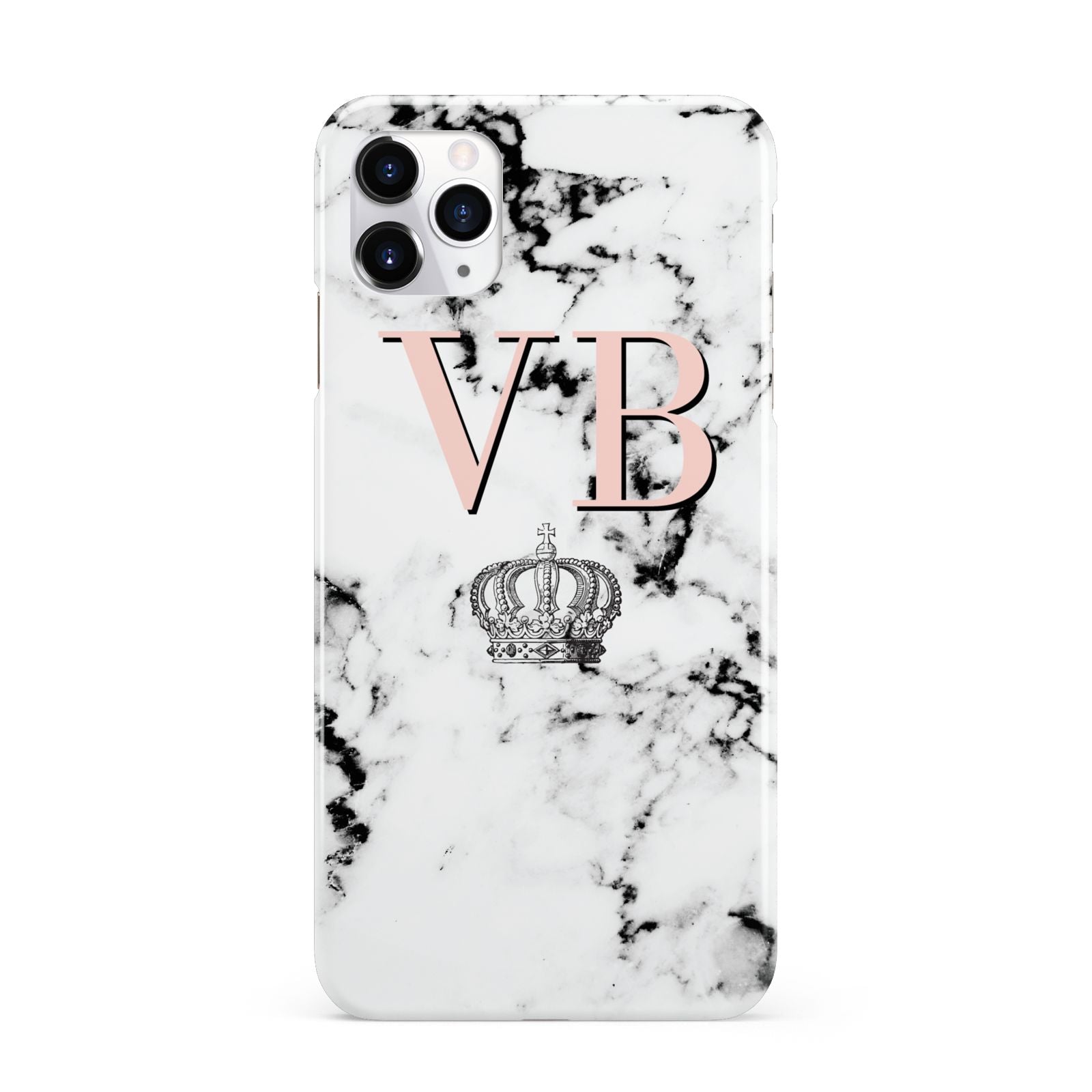 Personalised Coral Initials Marble Crown iPhone 11 Pro Max 3D Snap Case