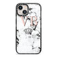 Personalised Coral Initials Marble Crown iPhone 13 Black Impact Case on Silver phone