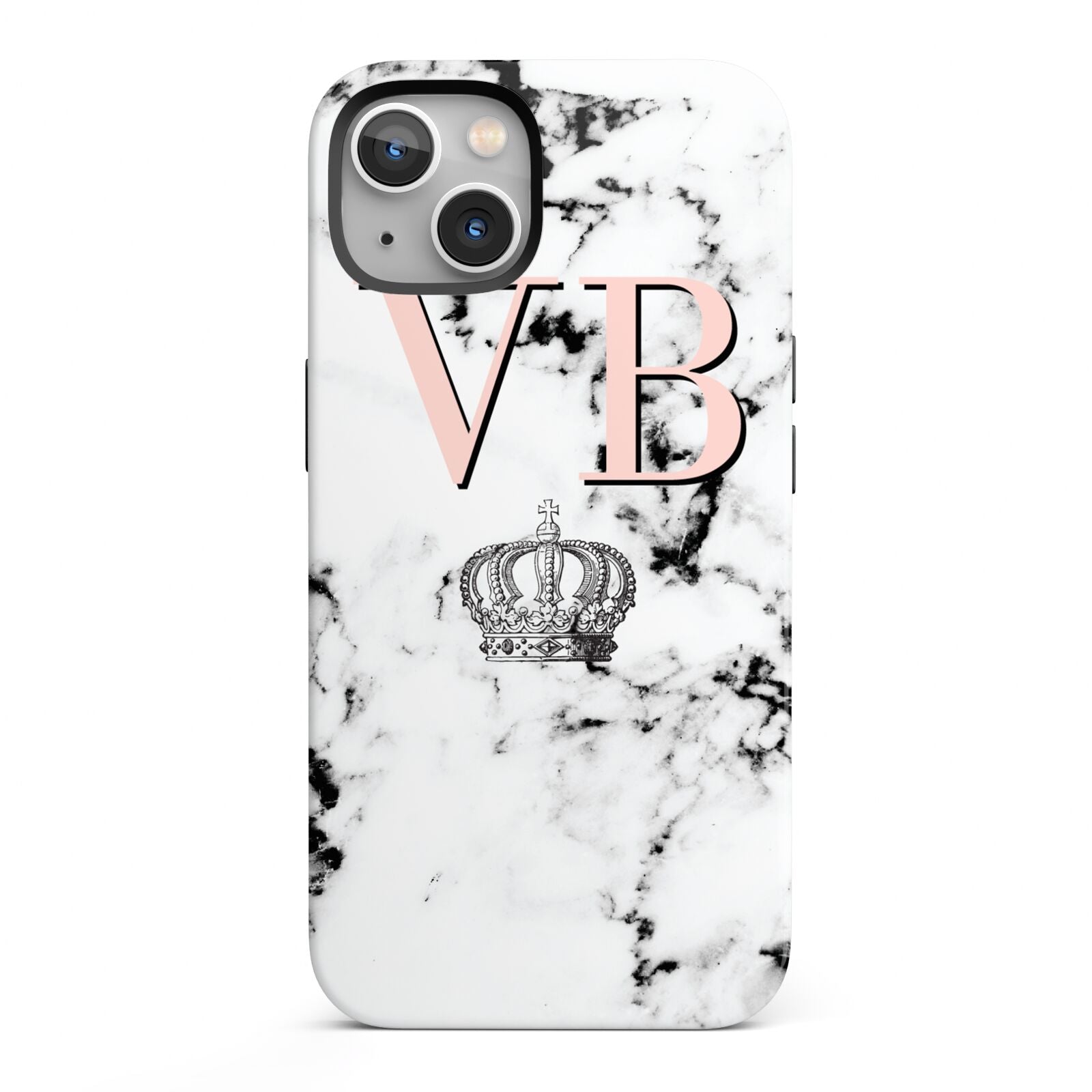 Personalised Coral Initials Marble Crown iPhone 13 Full Wrap 3D Tough Case